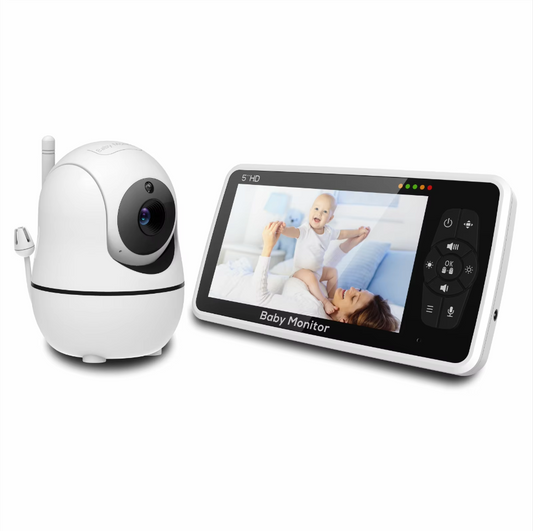 New 5 inch Video Baby Monitor with Camera and Audio, 4X Zoom, 22Hrs Battery, 1000ft Range 2-Way Audio Temperature