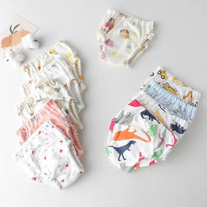 Baby Waterproof Reusable Training Pants Cute Cotton Baby Diaper Infant Shorts Nappies Panties Nappy Changing Underwear Cloth