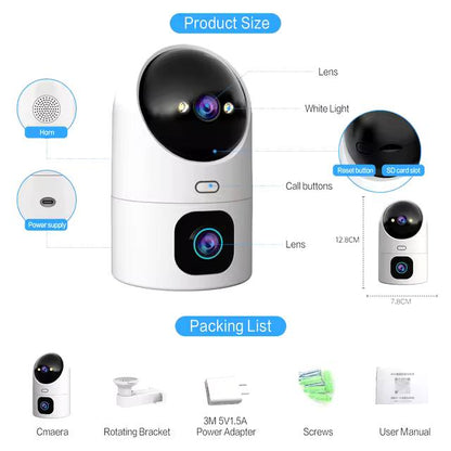 JOOAN 4K PTZ IP Camera 5G Wifi Surveillance Camera Dual Lens Dual Screen Home Auto Tracking CCTV Camera Security Baby Monitor